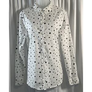 United Colors of Benneton Polka Dot Cotton Shirt Black White L Rockabilly 80-20